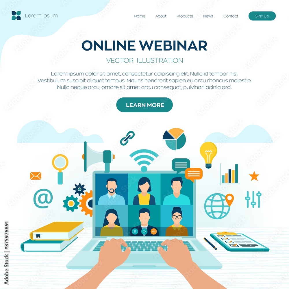 Poster webinar. internet conference. web based seminar. distance learning. e-learning training business con