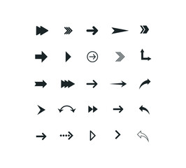 Set of arrows. Collection of different styles. Vector illustration.