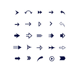 Set of arrows. Collection of different styles. Vector illustration.