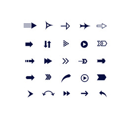 Set of arrows. Collection of different styles. Vector illustration.