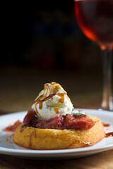 Strawberry Shortcake dessert with wine