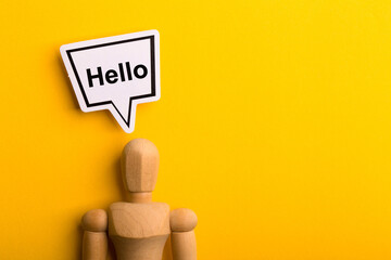 Hello Concept Isolated On Yellow Background