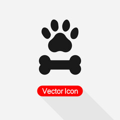 Paw Print Pet And Bone Icon Vector Illustration Eps10