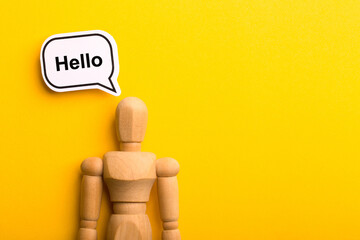 Hello Concept Isolated On Yellow Background