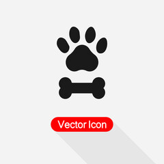 Paw Print Pet And Bone Icon Vector Illustration Eps10