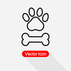 Paw Print Pet And Bone Icon Vector Illustration Eps10