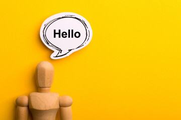Hello Concept Isolated On Yellow Background