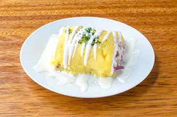 Peruvian layered potato dish. cause stuffed