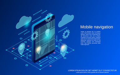 Navigation flat isometric vector concept illustration