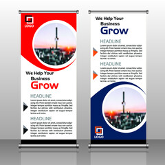 Roll up brochure flyer banner design template vector, abstract background, modern x-banner, rectangle size