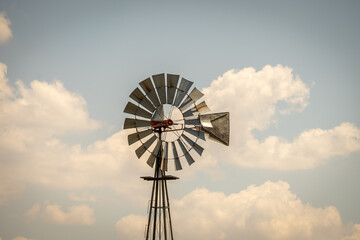 An old windmill in the dry plains of Texas, USA.