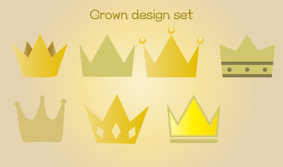 可愛いシンプルな王冠のアイコンイラストセット