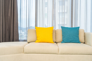 Pillow on sofa decoration in livingroom interior