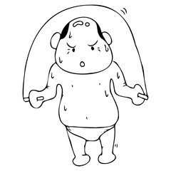 縄跳びをする男性