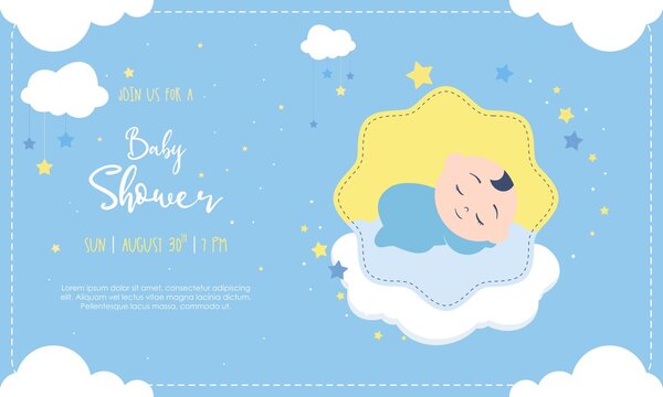 Invitation template for boy baby shower design illustration