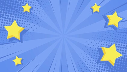 comic pop art with star background isolated on blue