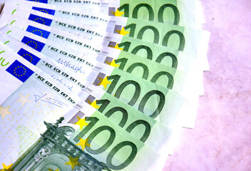 euro banknotes  on white background