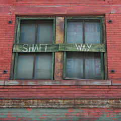 Fototapeta na wymiar shaft away window clapboard written