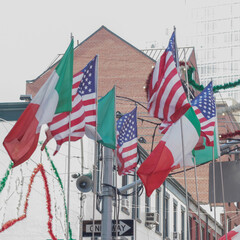 Italy usa flags buildings parade