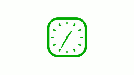 New green color square clock icon on white background,Clock icon