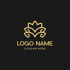 The letter M - lotus monogram thin line vector logo, Luxury elegant lotus flower logo linear line art monogram style letter M 