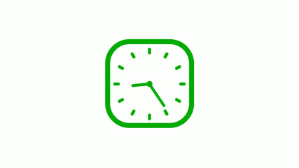 New green color square clock icon on white background,Clock icon