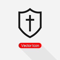 Shields With Christian Cross Icon Shield Icon Vector Illustration Eps10