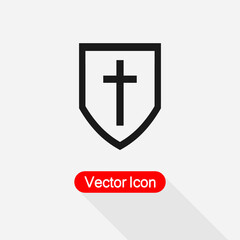 Shields With Christian Cross Icon Shield Icon Vector Illustration Eps10