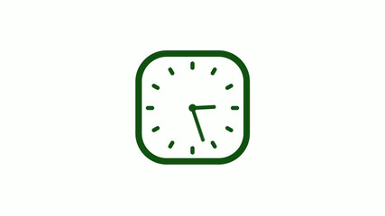 12 hours green dark counting down clock icon,square clock icon