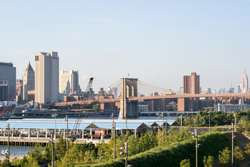 new york bridge  green water