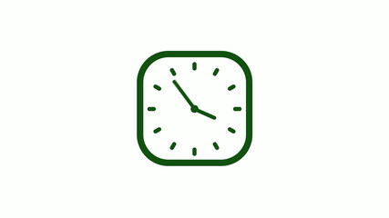 12 hours green dark counting down clock icon,square clock icon