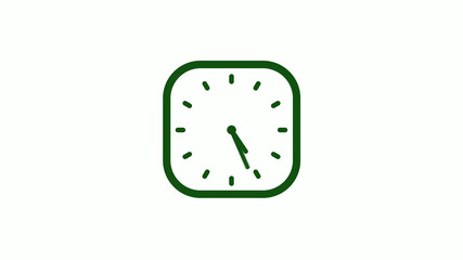 12 hours green dark counting down clock icon,square clock icon