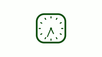 12 hours green dark counting down clock icon,square clock icon