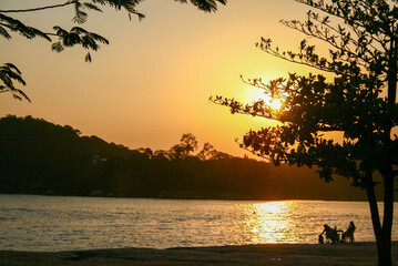 beach sunset golden sun beautiful peace