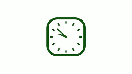 12 hours green dark counting down clock icon,square clock icon