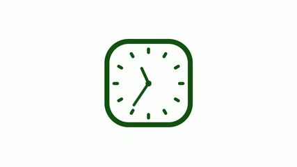 12 hours green dark counting down clock icon,square clock icon