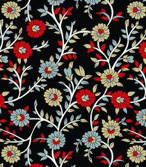 Fototapeta na wymiar traditional Indian paisley pattern on black background