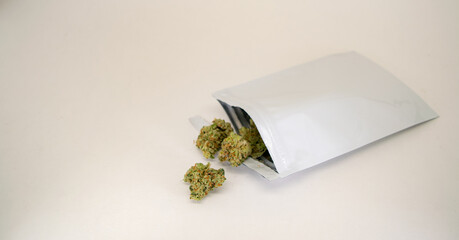 Cannabis in bag white background