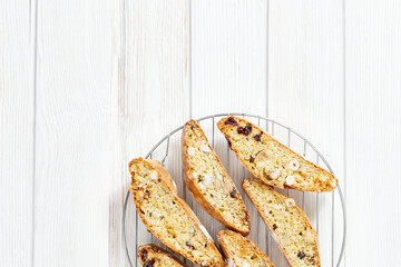 Sweet cantuccini biscuits. Homemade Italian biscotti cookies