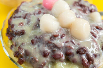 eating red bean shaved ice