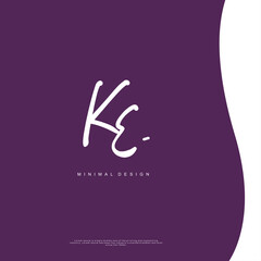 KE Initial handwriting or handwritten logo for identity. Logo with signature and hand drawn style.