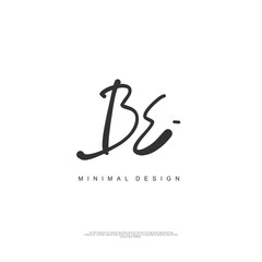 BE Initial handwriting or handwritten logo for identity. Logo with signature and hand drawn style.