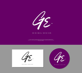 GE Initial handwriting or handwritten logo for identity. Logo with signature and hand drawn style.