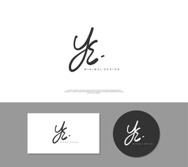 YE Initial handwriting or handwritten logo for identity. Logo with signature and hand drawn style.