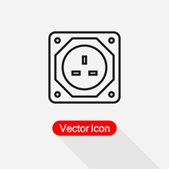 UK Socket Icon. Electricity Power Adapter Sign