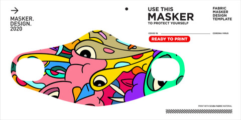 Colorful doodle pattern illustration masker design to protect form corona virus covid19
