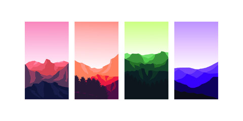 set of three banners with mountain background, vector banner of mountain, banner, tourism background ,