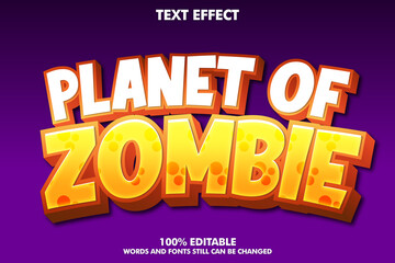 Planet of zombie sticker, cool cartoon text effect