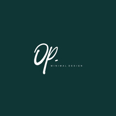 OP Initial handwriting or handwritten logo for identity. Logo with signature and hand drawn style.