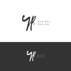YP Initial handwriting or handwritten logo for identity. Logo with signature and hand drawn style.